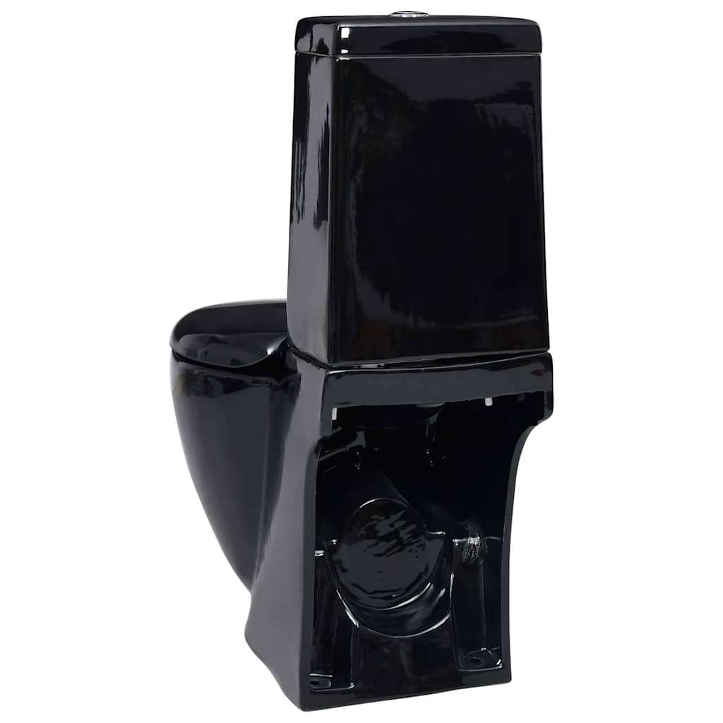 vidaXL Toilet round with bottom outlet ceramic black