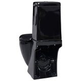 vidaXL Toilet round with bottom outlet ceramic black