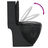 vidaXL Toilet round with bottom outlet ceramic black