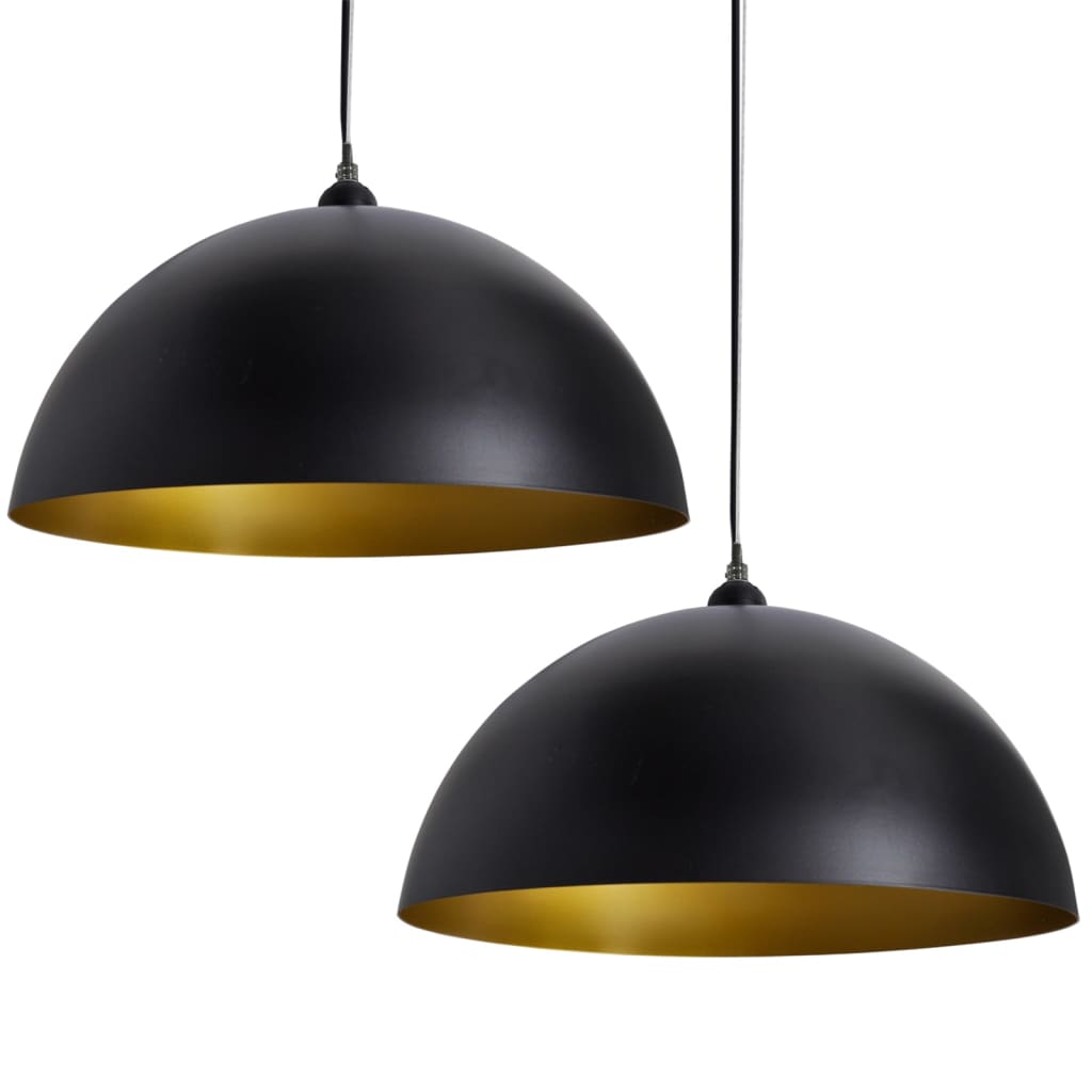 vidaXL Ceiling Lamps 2 pcs Height Adjustable Hemispherical Black