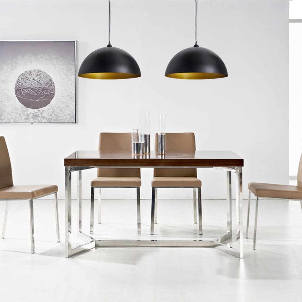 vidaXL Ceiling Lamps 2 pcs Height Adjustable Hemispherical Black