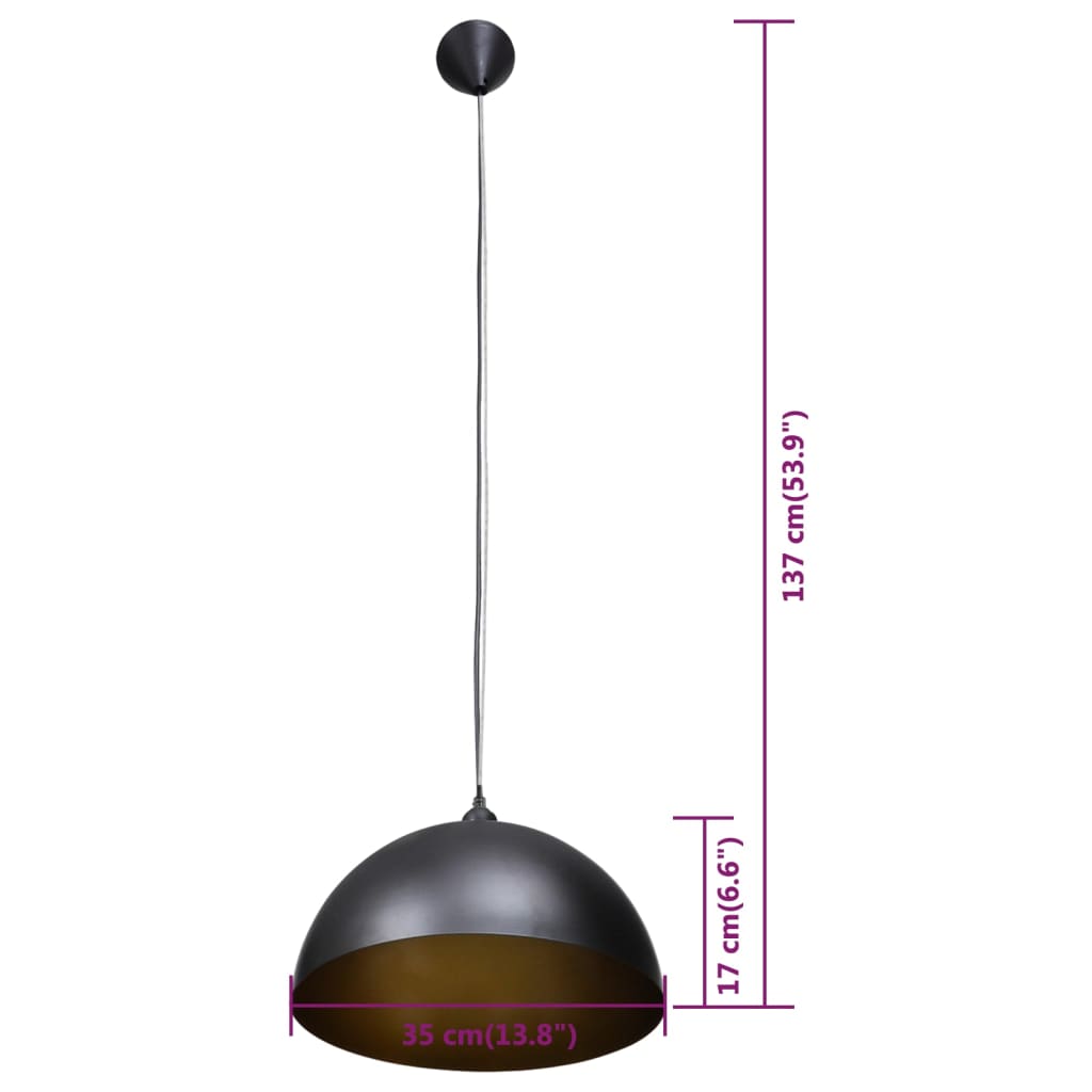 vidaXL Ceiling Lamps 2 pcs Height Adjustable Hemispherical Black