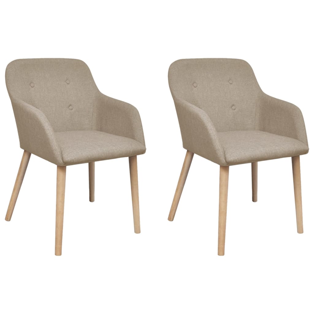 vidaXL Dining Chairs 2 pcs Fabric and Solid Oak Wood Beige