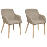 vidaXL Dining Chairs 2 pcs Fabric and Solid Oak Wood Beige