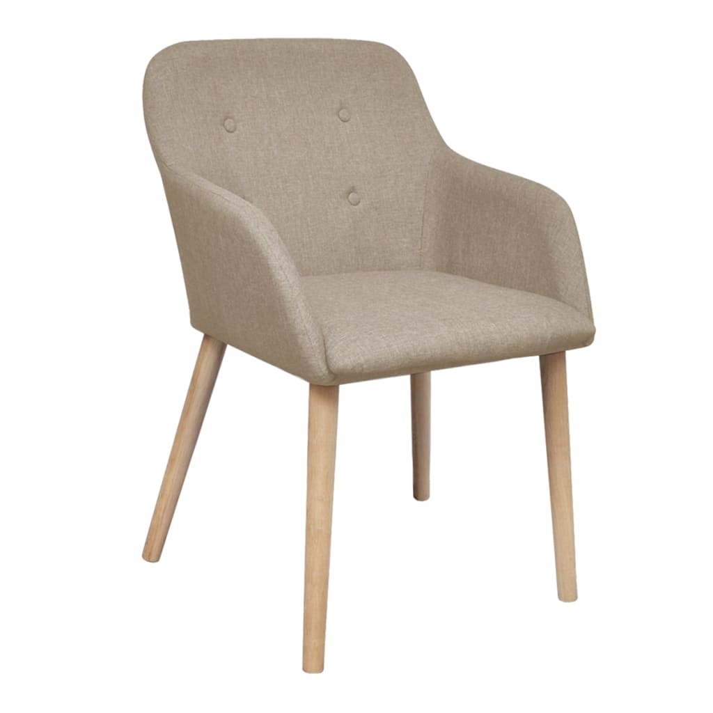 vidaXL Dining Chairs 2 pcs Fabric and Solid Oak Wood Beige