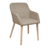 vidaXL Dining Chairs 2 pcs Fabric and Solid Oak Wood Beige