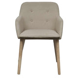 vidaXL Dining Chairs 2 pcs Fabric and Solid Oak Wood Beige