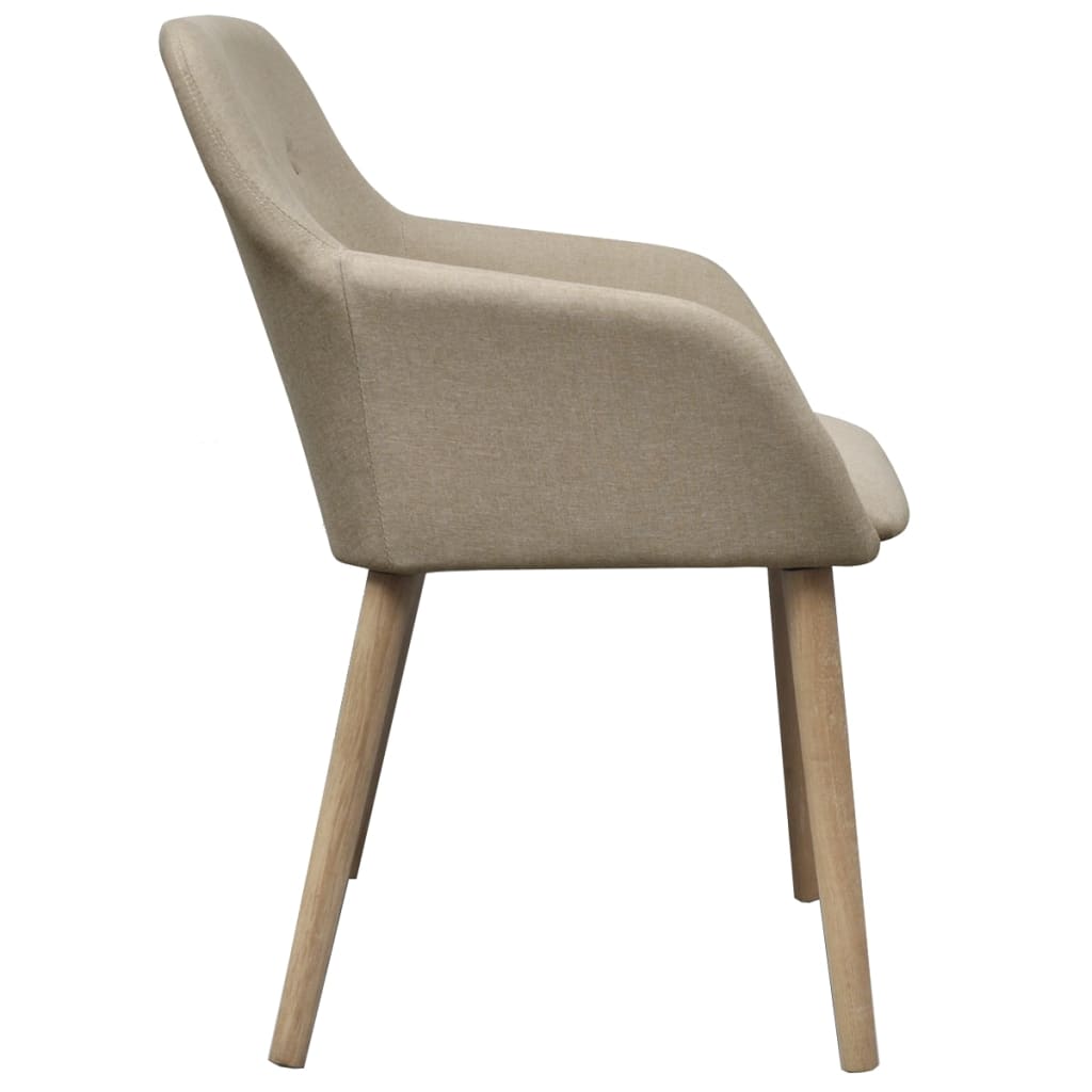 vidaXL Dining Chairs 2 pcs Fabric and Solid Oak Wood Beige