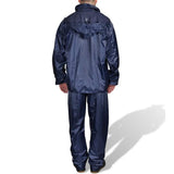 Rain suit 2-piece with hood (men / navy blue / size L)