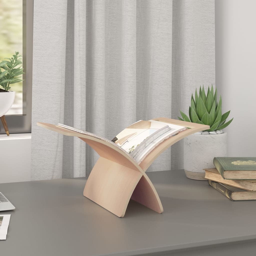 vidaXL Tijdschriftenrek vloermodel hout naturel