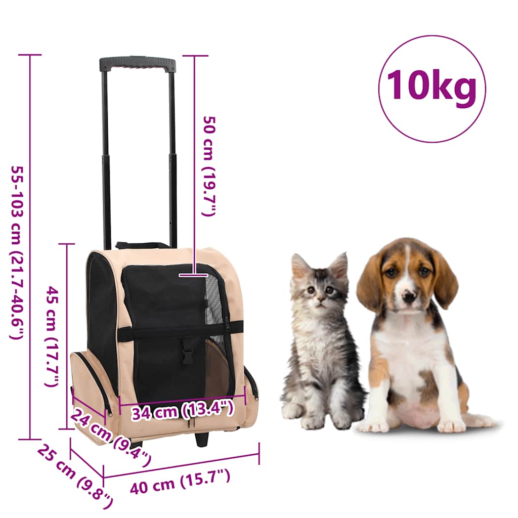 vidaXL Pet Trolley Foldable Beige