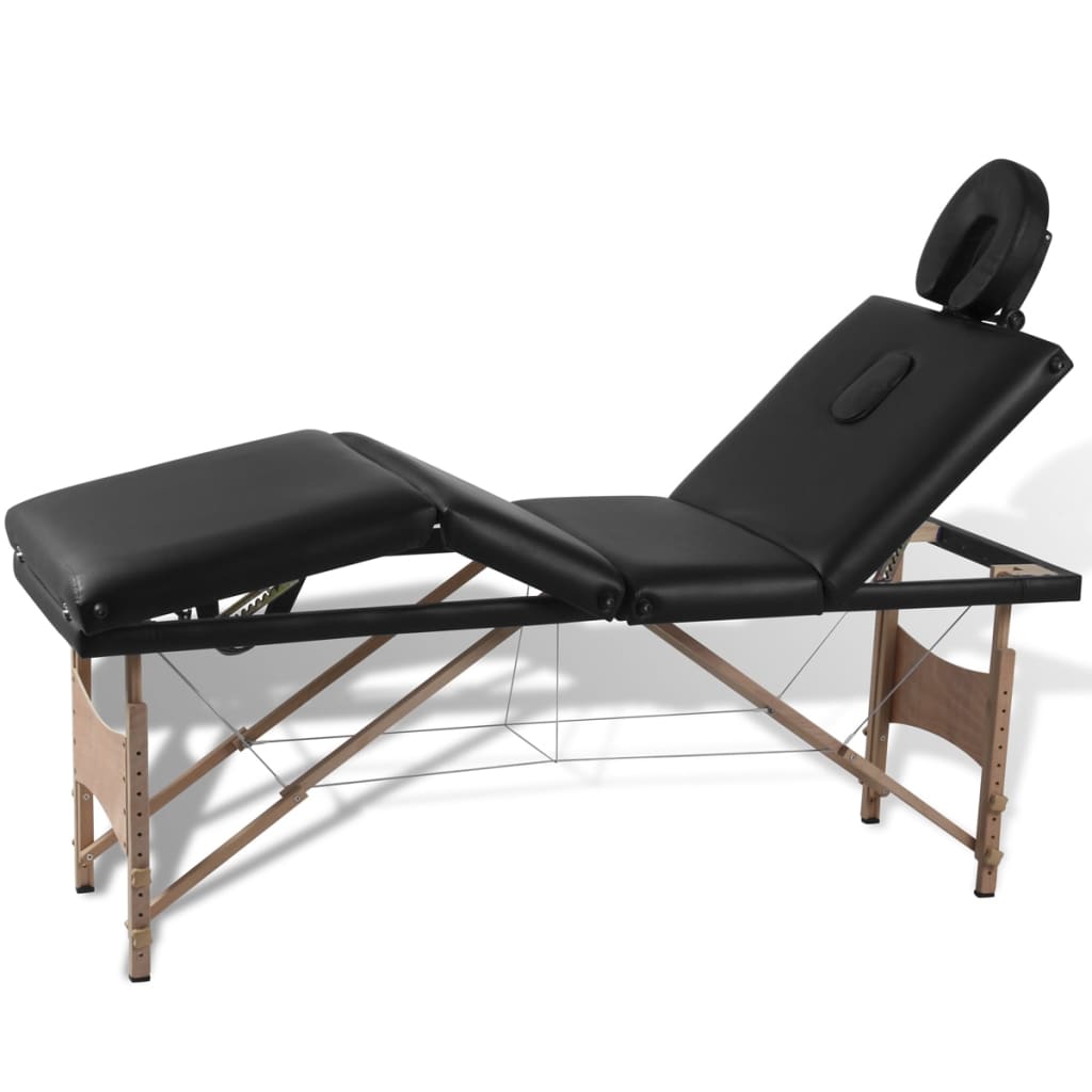 vidaXL Inklapbare massagetafel 4 zones met houten frame (blauw)