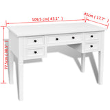 vidaXL Schrijftafel met 5 lades wit