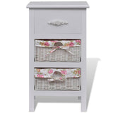 vidaXL Cabinet with 1 Drawer and 2 Baskets Paulownia Wood White