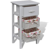 vidaXL Cabinet with 1 Drawer and 2 Baskets Paulownia Wood White