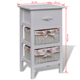 vidaXL Cabinet with 1 Drawer and 2 Baskets Paulownia Wood White