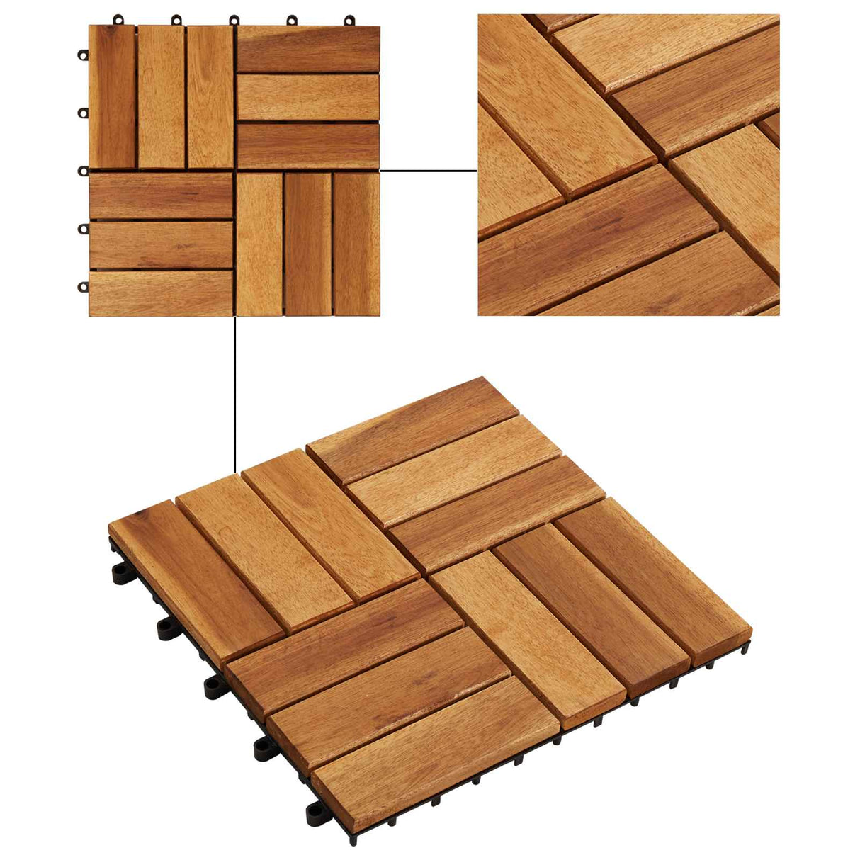 vidaXL Terras Tegel 10 pcs Bruin 30 x 30 cm Acaciahout