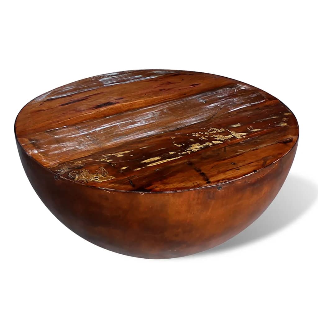 vidaXL Coffee Table Bowl Shaped with Steel Frame Recycled Wood