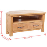 vidaXL TV Cabinet with Drawer 88x42x46 cm Solid Oak Wood
