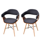 vidaXL Dining Chairs 2 pcs Bent Wood and Fabric Dark Grey
