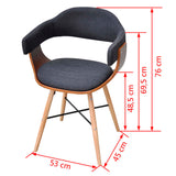vidaXL Dining Chairs 2 pcs Bent Wood and Fabric Dark Grey