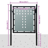 vidaXL Black Single Door Fence Gate 100x75 cm