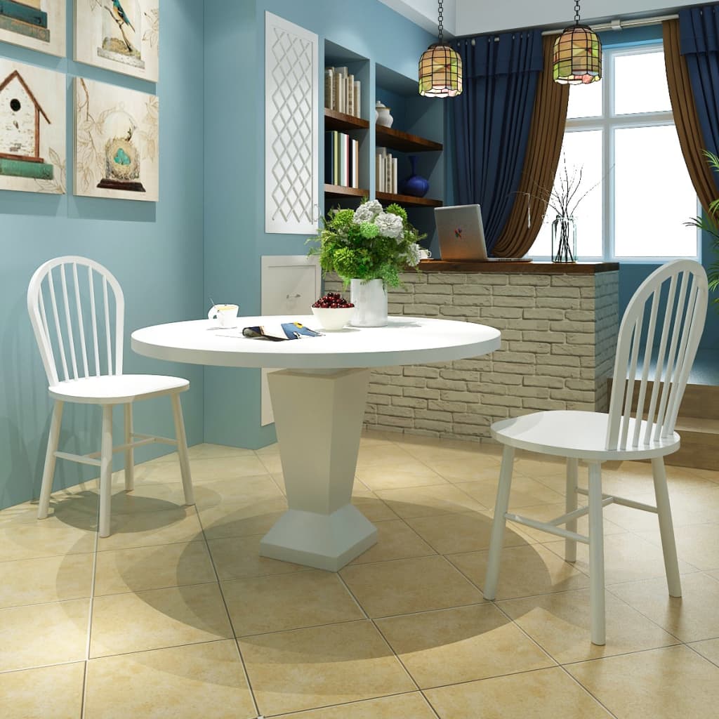 vidaXL Dining Chairs 2 pcs Solid Rubberwood White