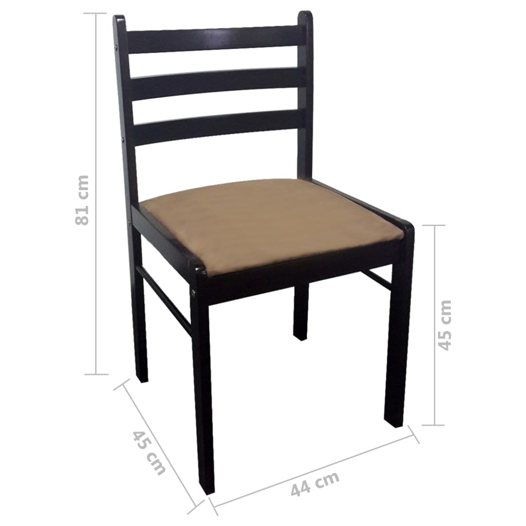 vidaXL Dining Chairs 2 pcs Solid Rubberwood and Velvet Brown