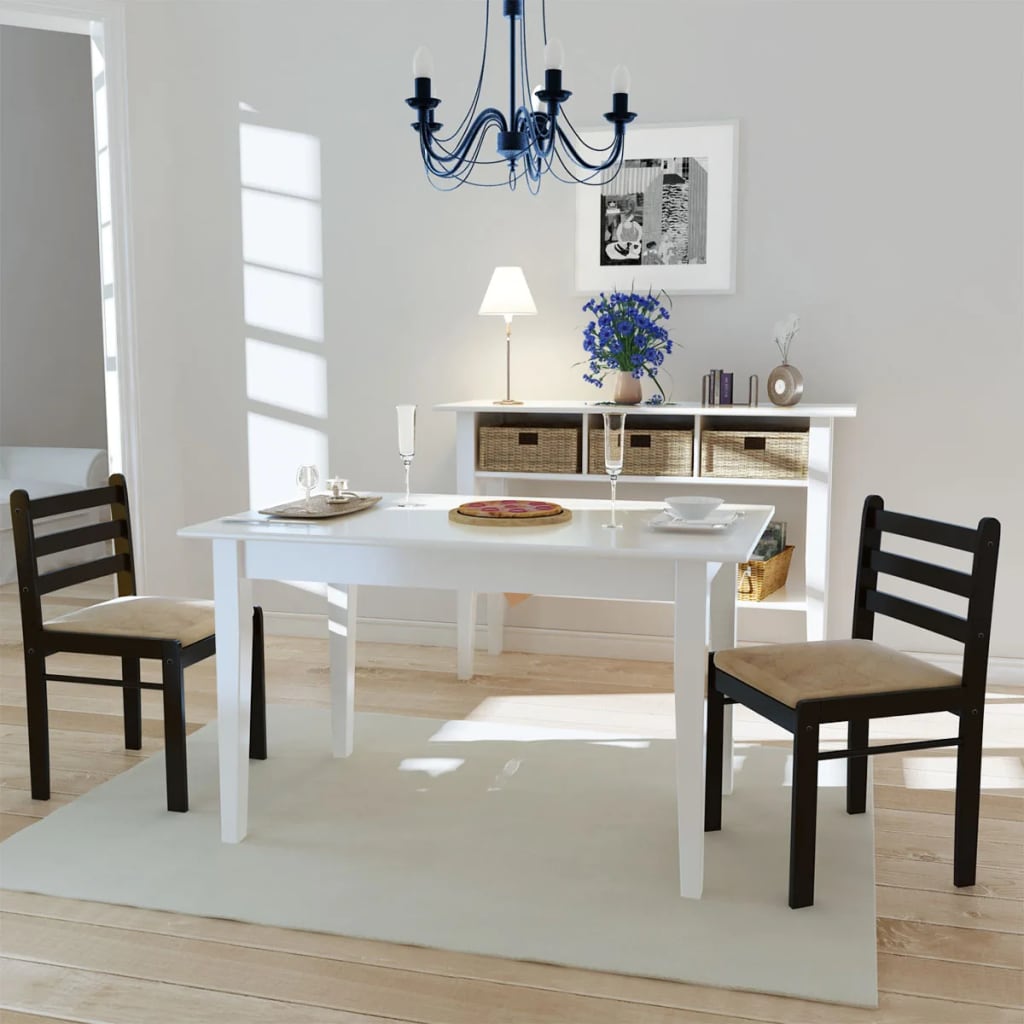 vidaXL Dining Chairs 2 pcs Solid Rubberwood and Velvet Brown