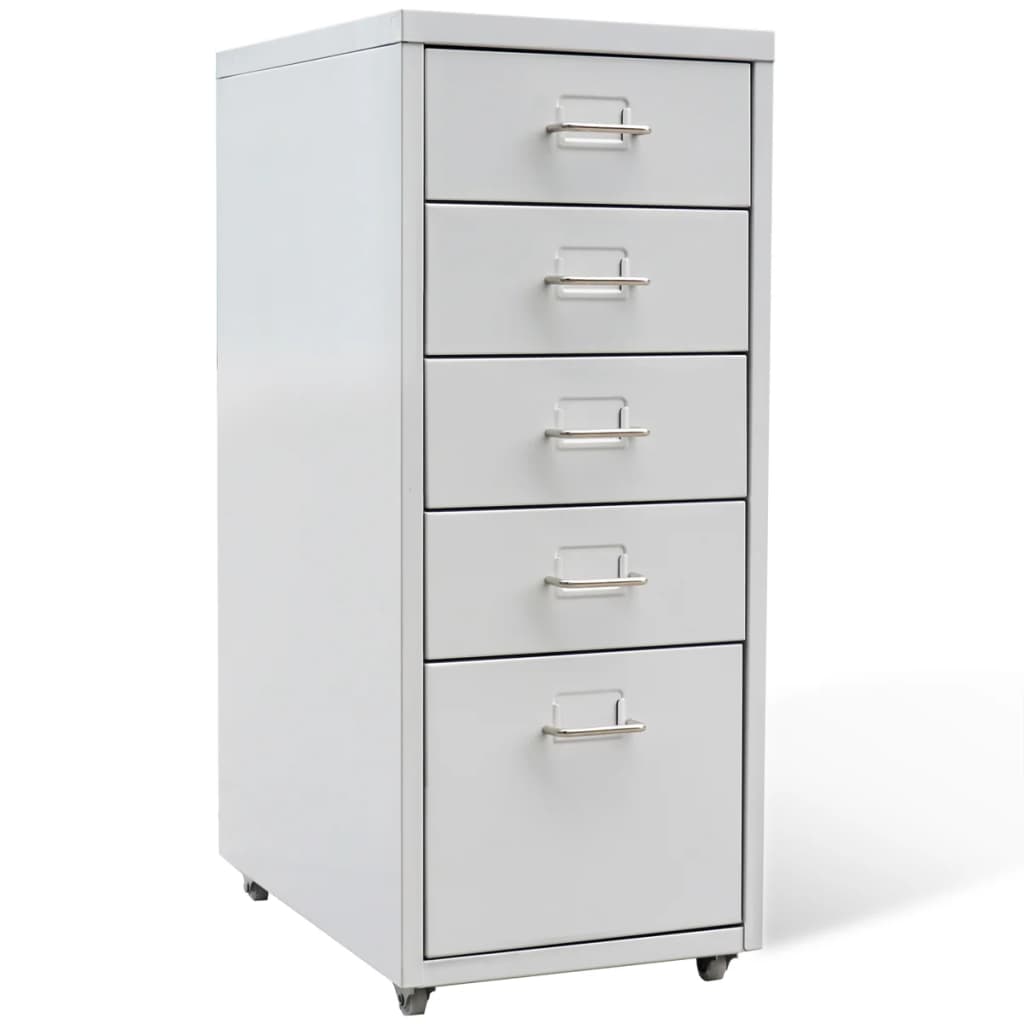 vidaXL Archiefkast met 5 lades 68,5 cm staal grijs
