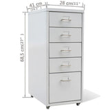vidaXL Archiefkast met 5 lades 68,5 cm staal grijs