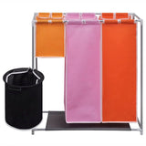 vidaXL 3-Piece Laundry Sorter with Hamper