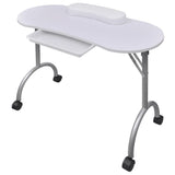 vidaXL Manicure Table Foldable with Wheels Black