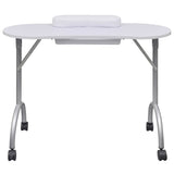 vidaXL Manicure Table Foldable with Wheels Black