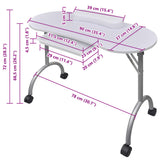 vidaXL Manicure Table Foldable with Wheels Black