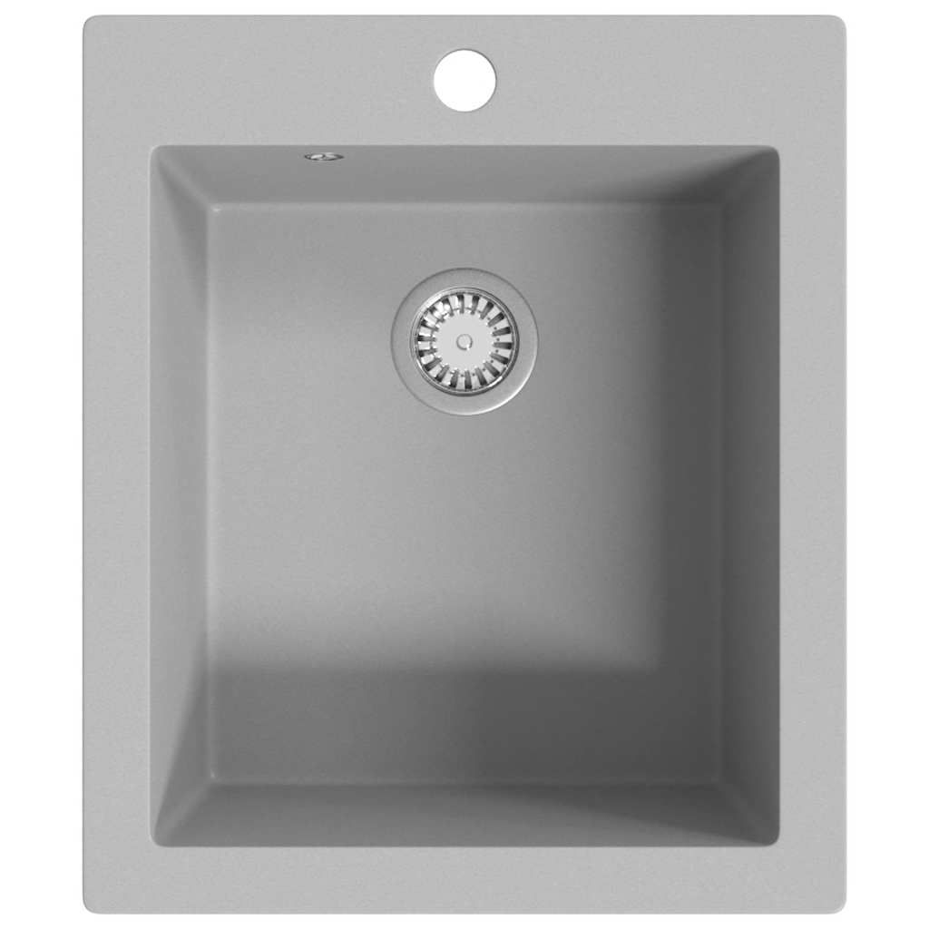 vidaXL Top-Mount Sink Single Bowl Granite Black