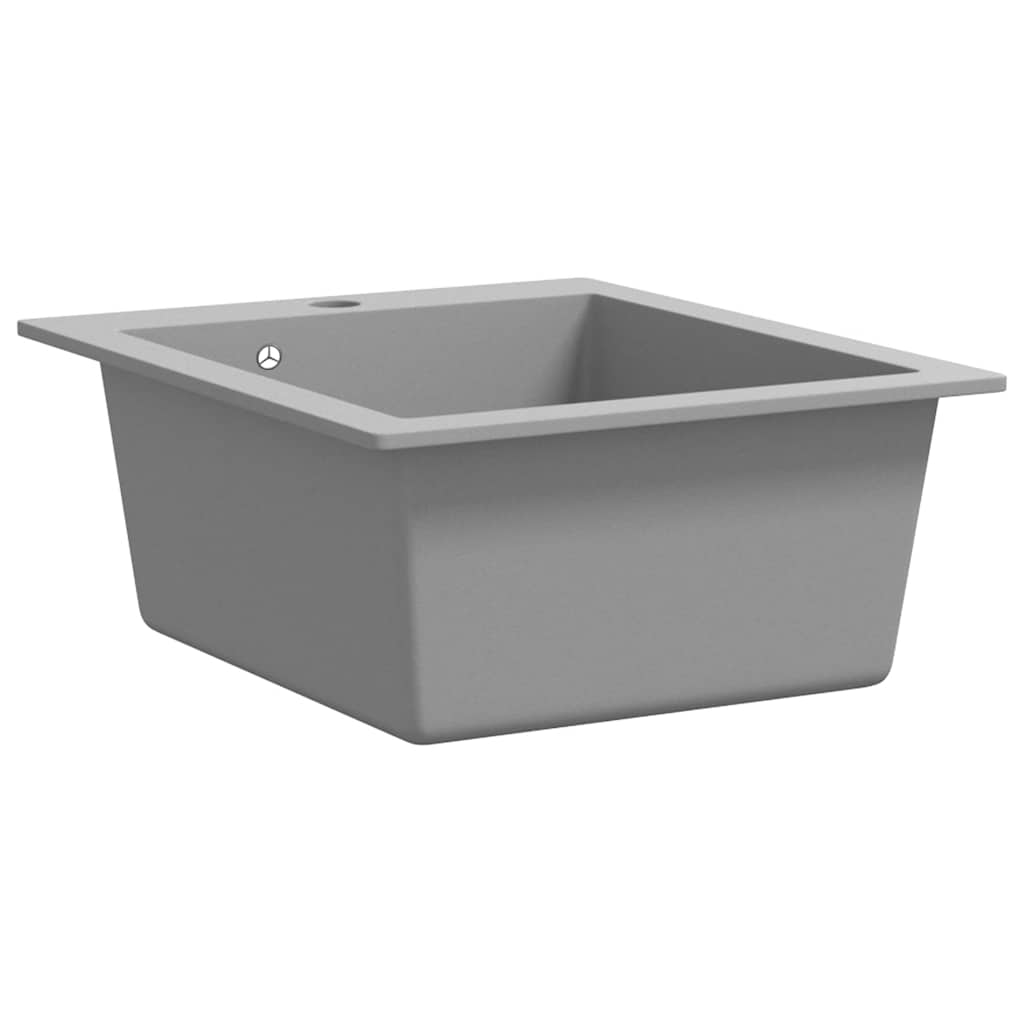vidaXL Top-Mount Sink Single Bowl Granite Black