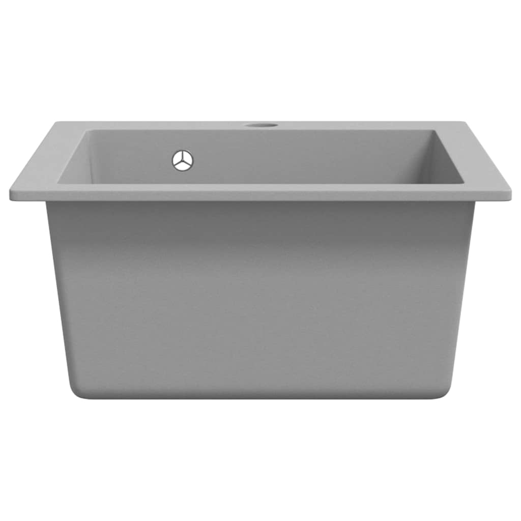 vidaXL Top-Mount Sink Single Bowl Granite Black
