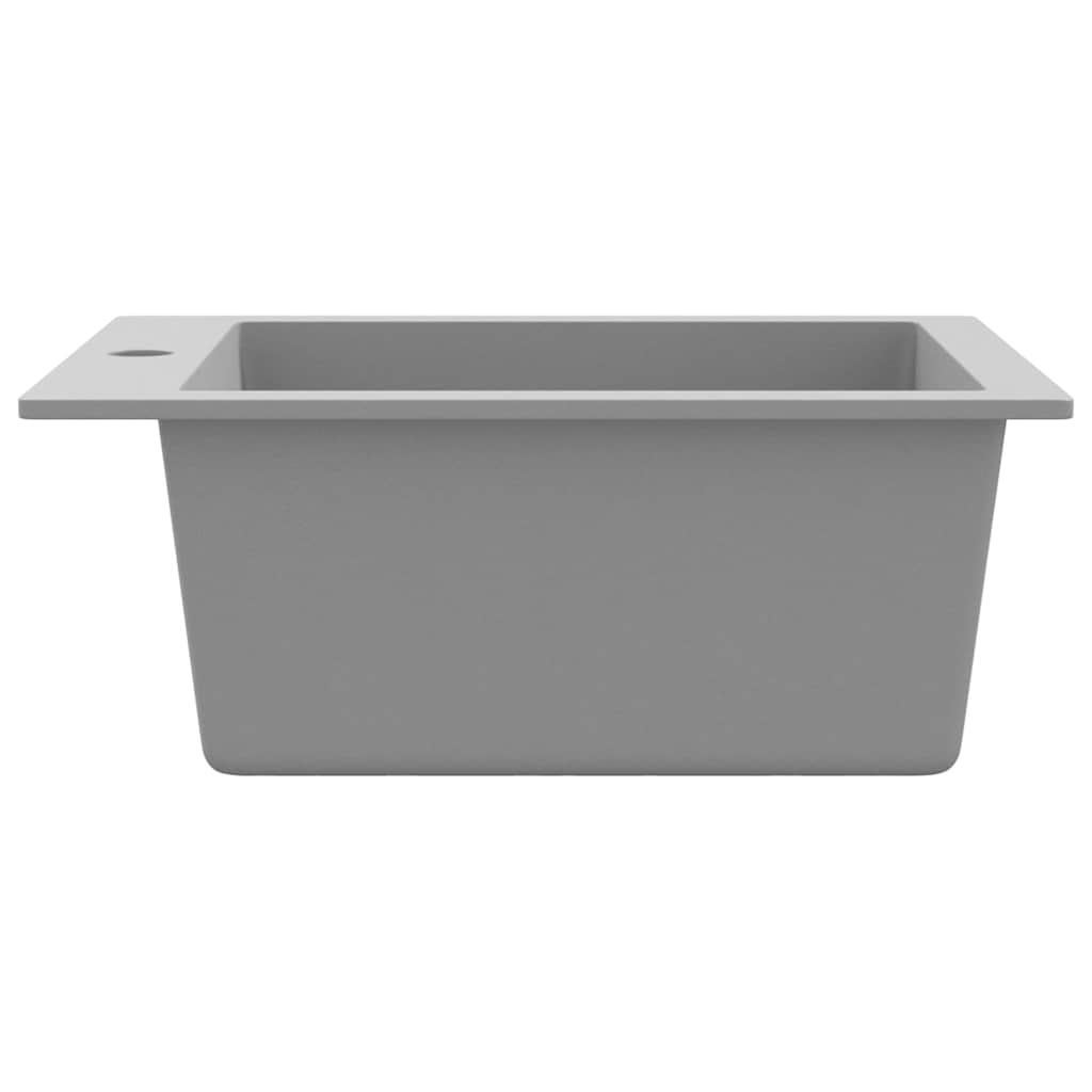 vidaXL Top-Mount Sink Single Bowl Granite Black