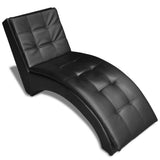 vidaXL Chaise longue met kussen kunstleer zwart