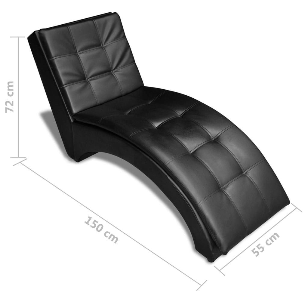 vidaXL Chaise longue met kussen kunstleer zwart