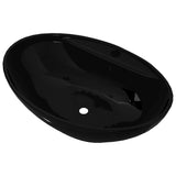 vidaXL Luxury Oval Ceramic Wash Basin with Overflow and Tap Hole
