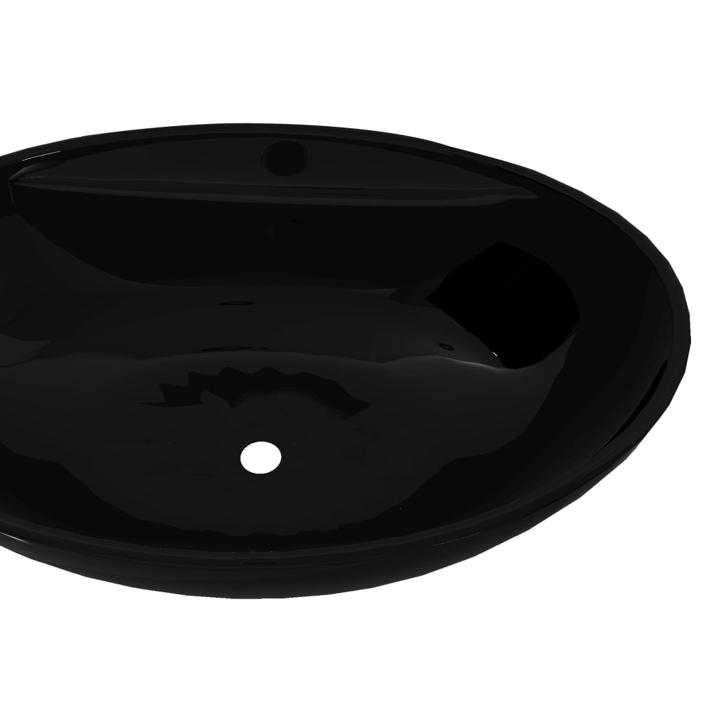vidaXL Luxury Oval Ceramic Wash Basin with Overflow and Tap Hole