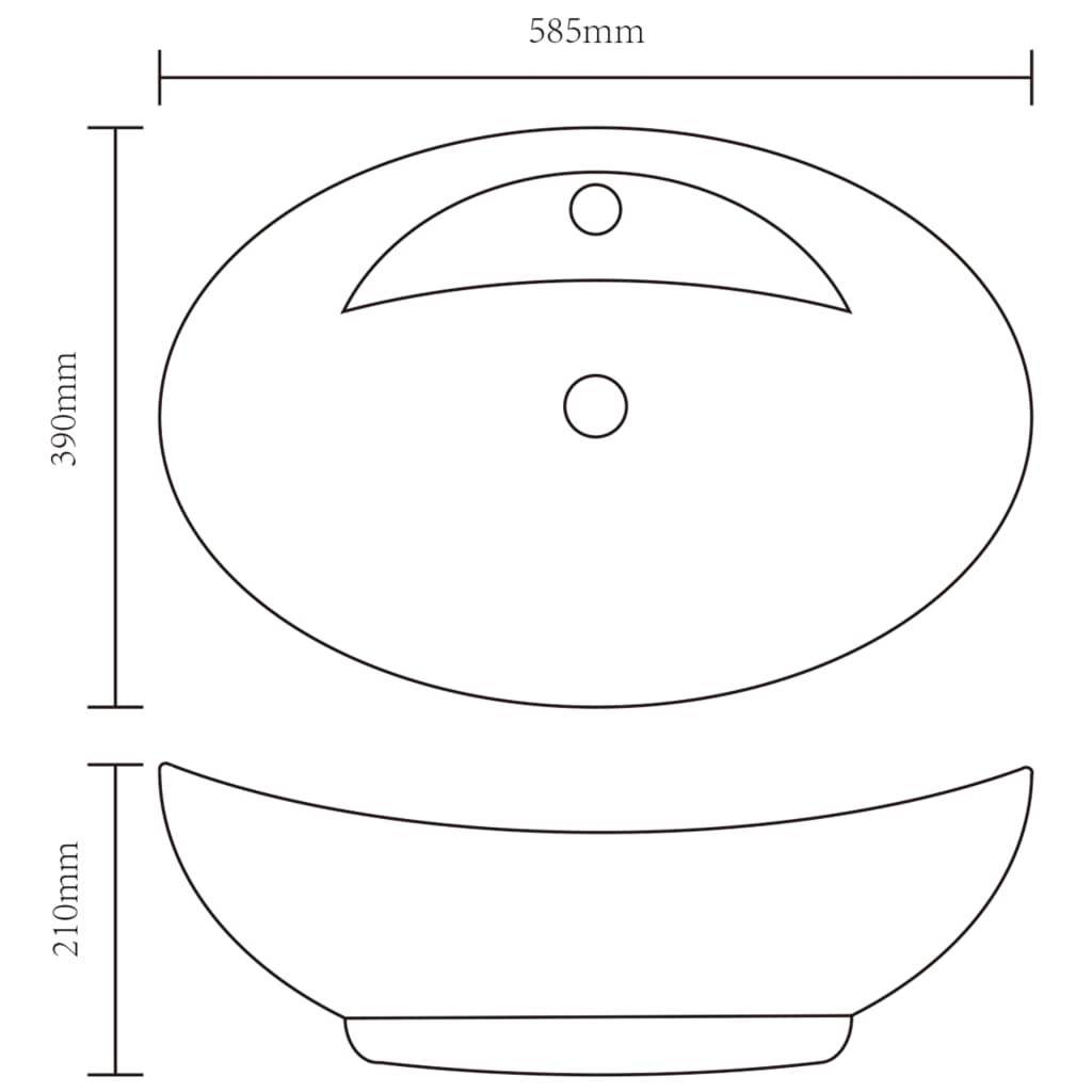 vidaXL Luxury Oval Ceramic Wash Basin with Overflow and Tap Hole