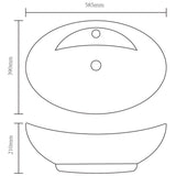 vidaXL Luxury Oval Ceramic Wash Basin with Overflow and Tap Hole