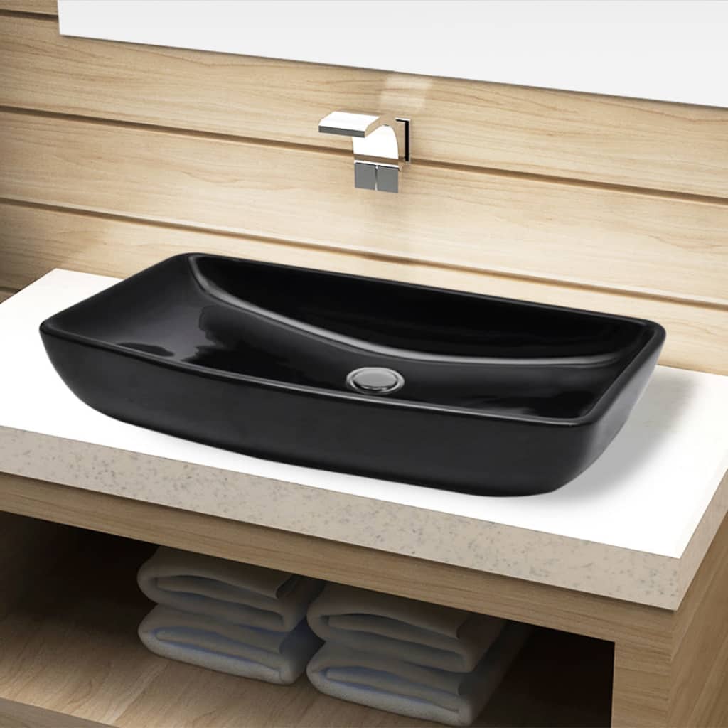Luxe keramische rechthoekige wasbak 71 x 39 cm (wit)