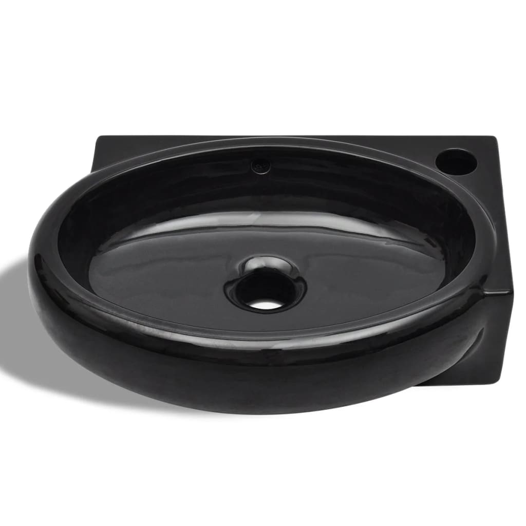 vidaXL Sink with Faucet Hole and Overflow Ceramic White