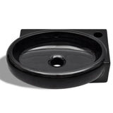 vidaXL Sink with Faucet Hole and Overflow Ceramic White