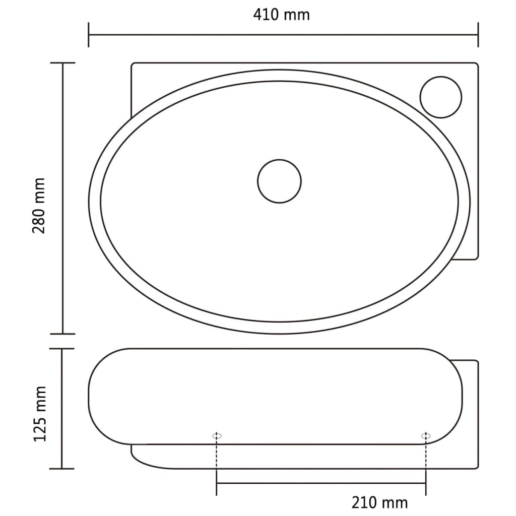 vidaXL Sink with Faucet Hole and Overflow Ceramic White