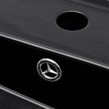 vidaXL Bathroom Sink with Faucet Hole and Overflow Black Rectangular Ceramic